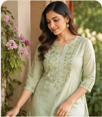 Sage Grace Embroidered Kurti